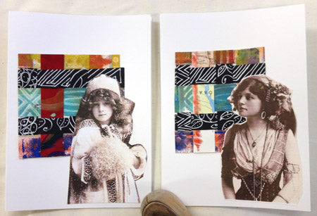 Woven paper and ephemera greeting cards created by Judy Gula of Artistic Artifacts