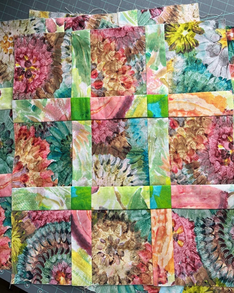 Quilt blocks that make up the Basket Weave top