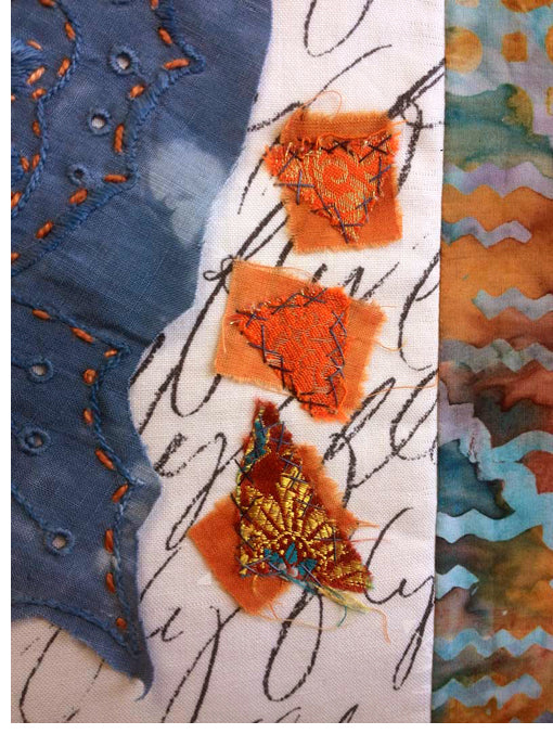 Detail, Butterfly stitch meditation art quilt by Judy Gula of Artistic Artifacts