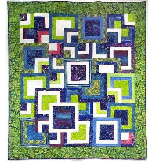 Modern Squares quilt in cool colors created by Chris Vinh for Artistic Artifacts