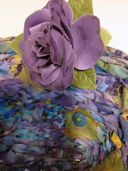 Embellished fabric woven wire bowl by Judy Gula