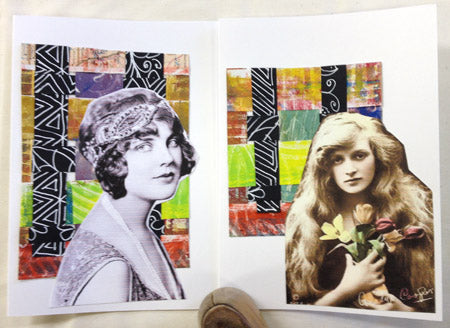 Woven paper and ephemera greeting cards created by Judy Gula of Artistic Artifacts